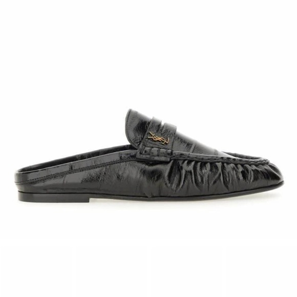 Saint Laurent YSL Le Loafer Glossed-Eel Black Women’s EU 39/US 9 - Picture 1 of 9